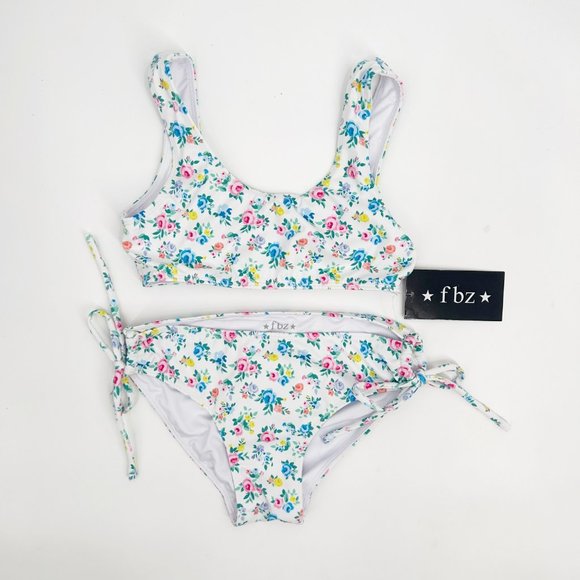Flowers By Zoe Big Girls Size XL White Floral Bikini - Picture 1 of 4
